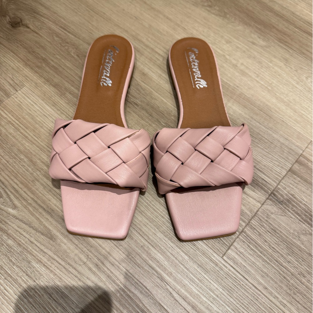 L'INTERVALLE Blush Woven Slide Sandals